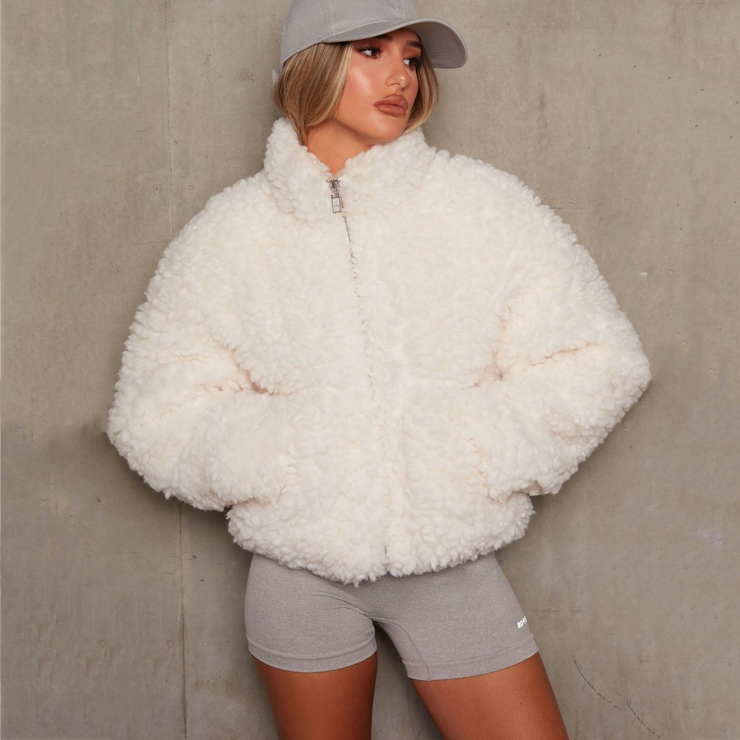 Chic Cropped Plush Coat