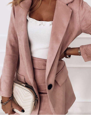 Long-Sleeve Suit Set (Jacket + Skirt)