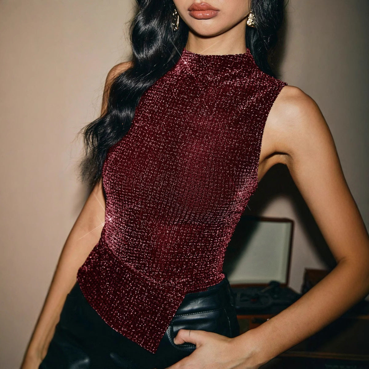 Rhinestone Vest Top