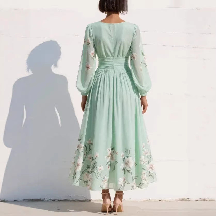 Celestia Pleated Chiffon Dress
