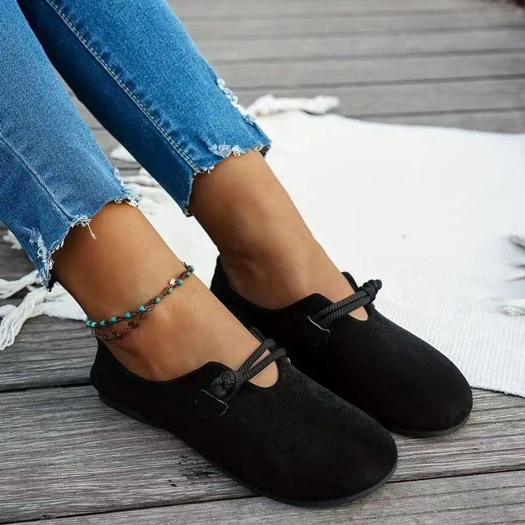 Velour Suede Round Toe Flats