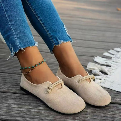 Velour Suede Round Toe Flats