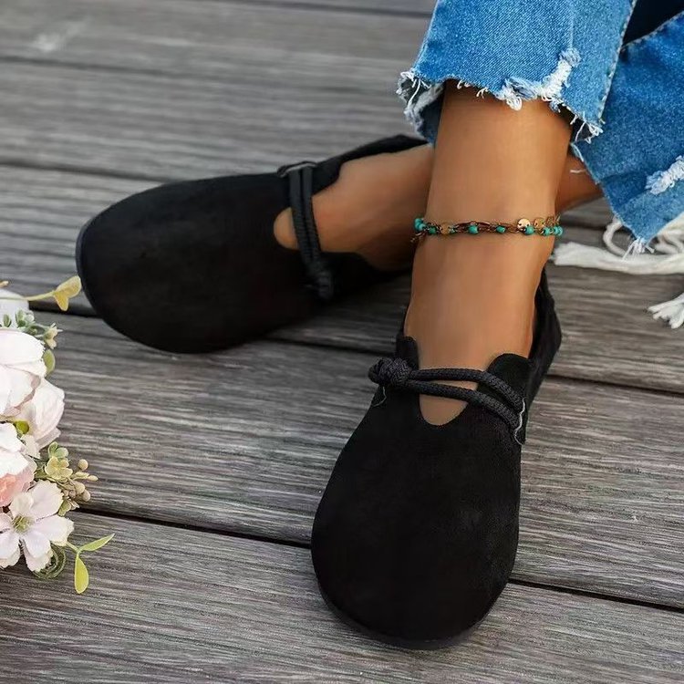 Velour Suede Round Toe Flats