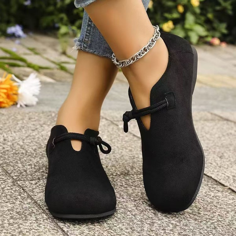 Velour Suede Round Toe Flats